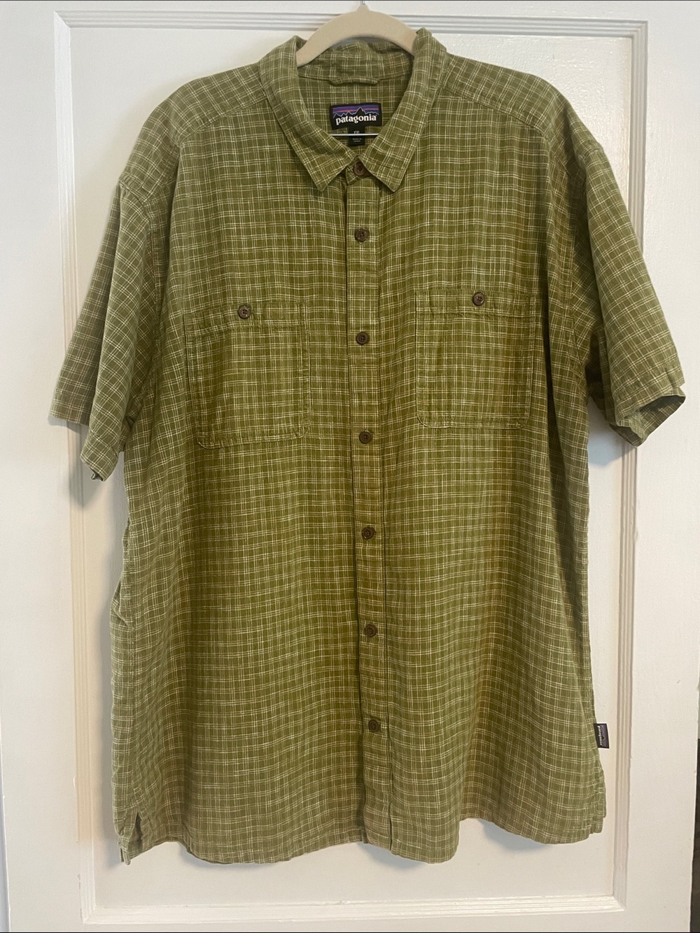 Patagonia Short-Sleeve Button-Down Shirt - Olive Plaid